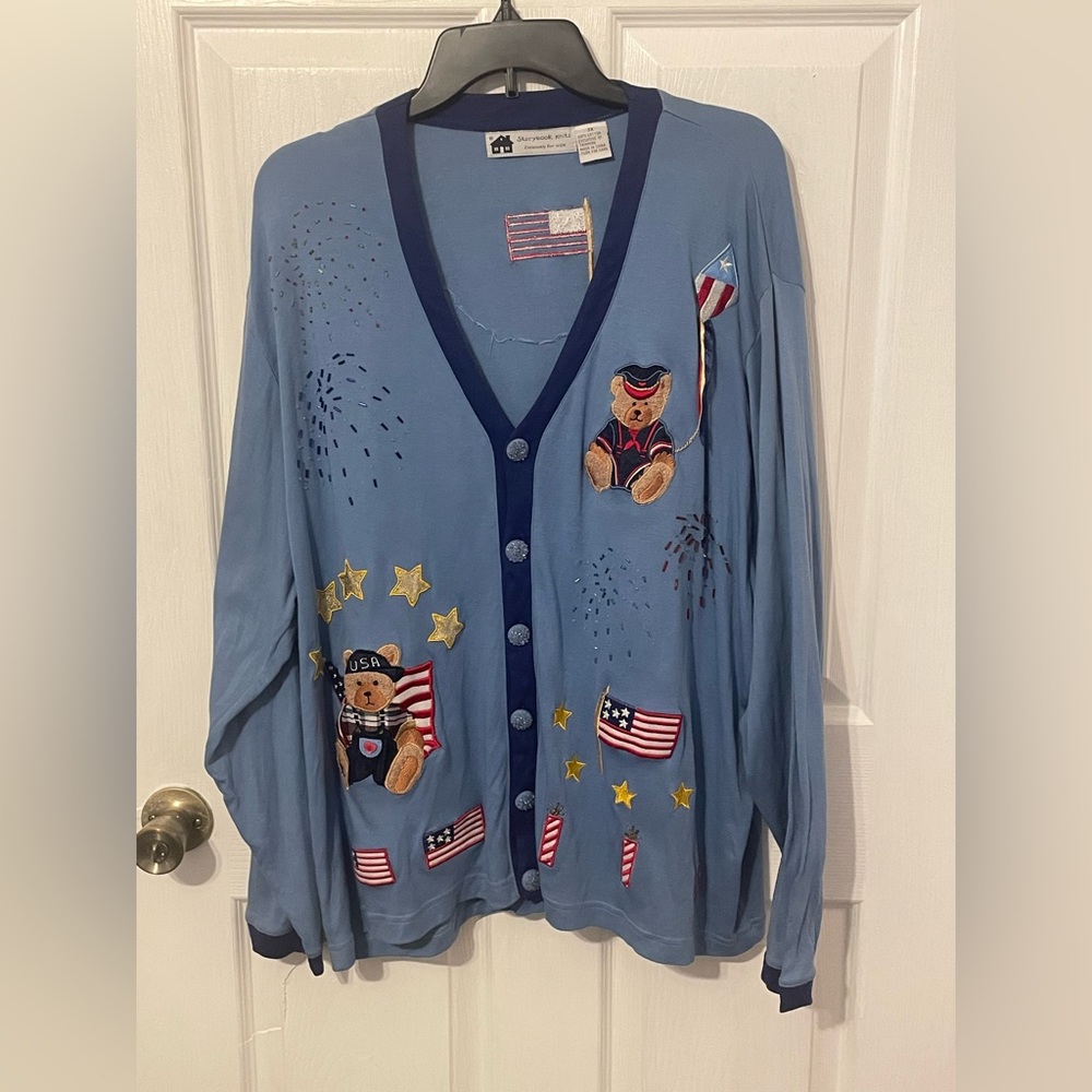 Vintage Rare Storybook Knits American Bear Cardigan Sweater